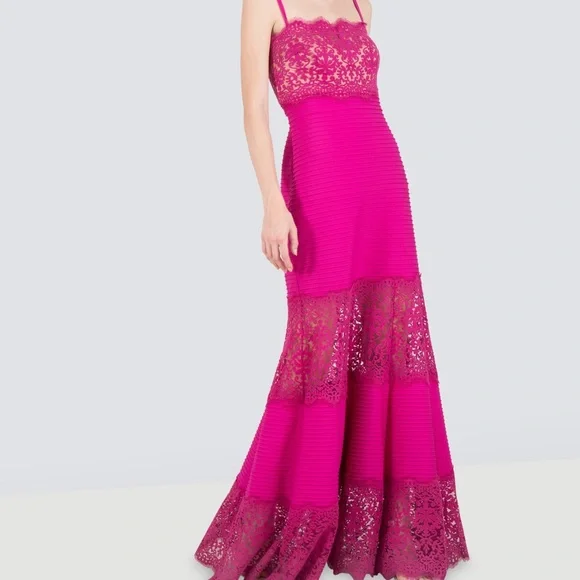 Tadashi Shoji | Dresses | Tadashi Shoji Women Pink Lace Evening Gown |  Poshmark